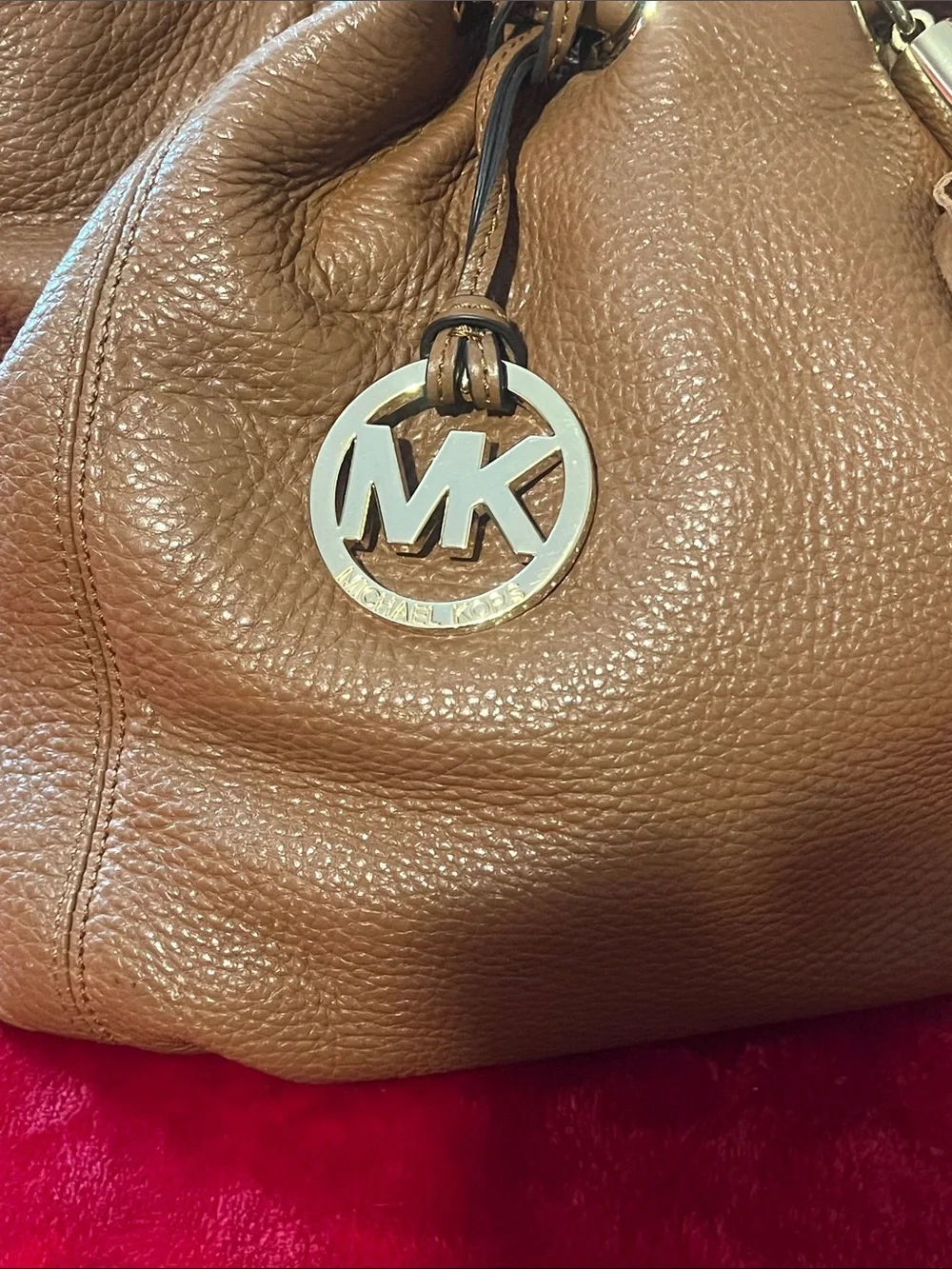 Michael Kors Brown Pebbled Leather Tassel Shoulder Bag